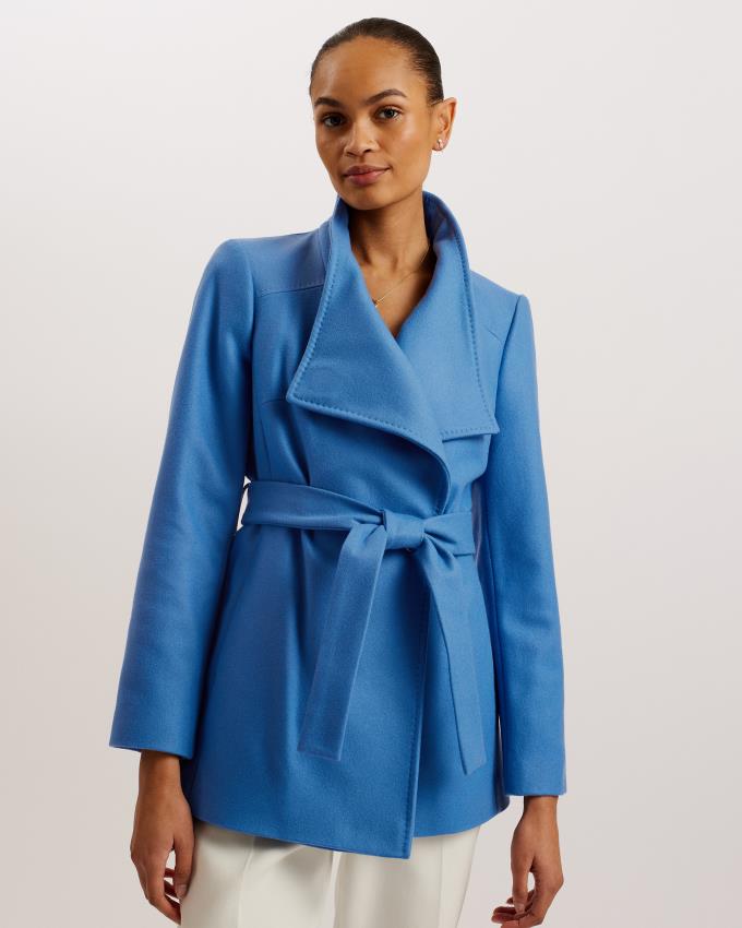 Manteau Ted Baker Short Wool Wrap Bleu Femme | KUF-76331802